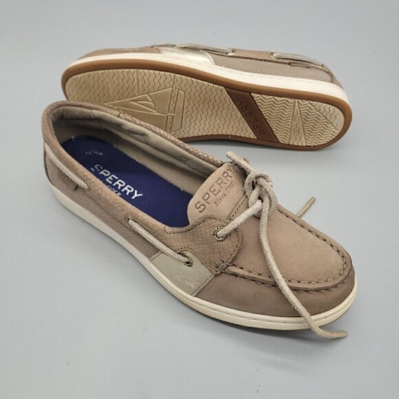Sperry Shoes Women's Size 6 M Seacoast Silver Metallic Canvas Boat STS80327 - Picture 5 of 11